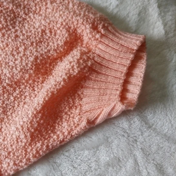 Vintage Peach Embroidered Flower Short‎ Sleeve Sweater - Picture 13 of 16